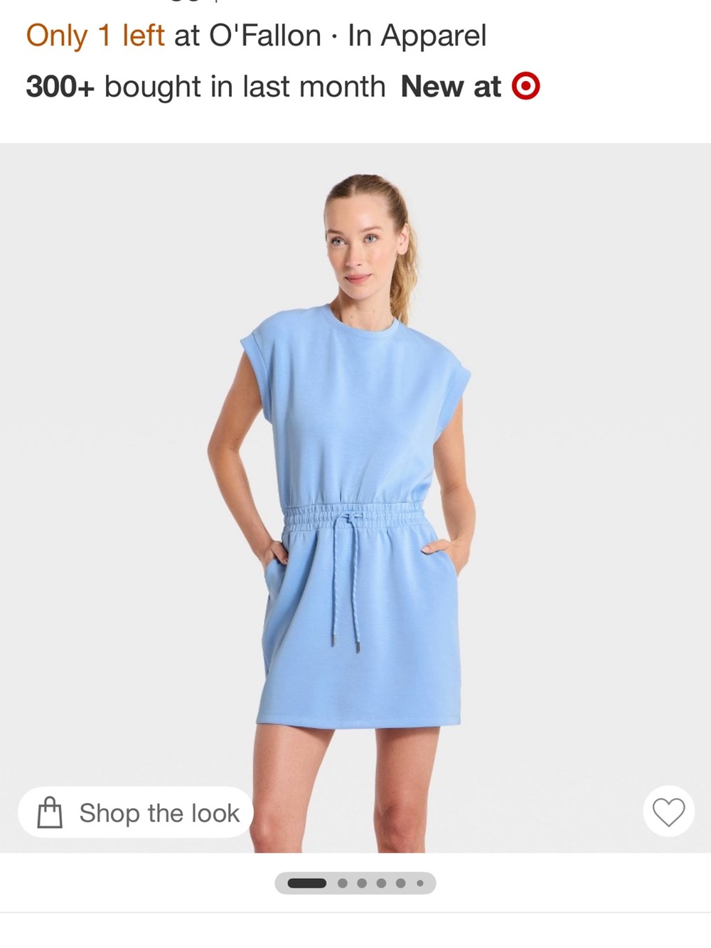Casual Drawstring Waist Tank Sleeve Dress - Light Blue